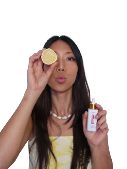 AI creator holding a product and a lemon